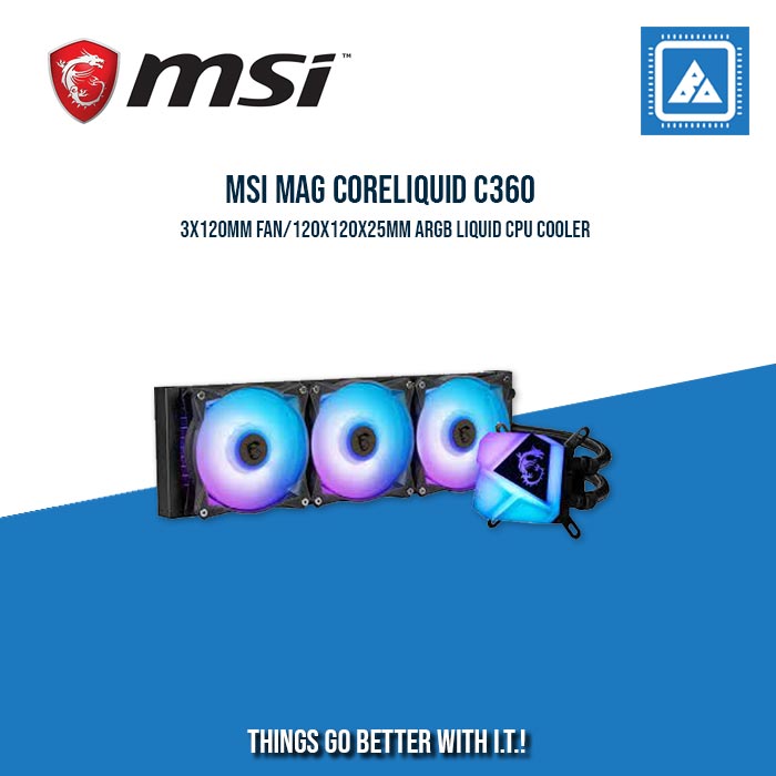 MSI MAG CORELIQUID C360 3X120MM FAN/120X120X25MM ARGB LIQUID CPU COOLER MSI MAG CORELIQUID C360 3X120MM FAN/120X120X25MM ARGB LIQUID CPU COOLER